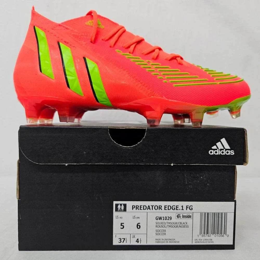 Adidas Predator Edge.1 Firm Ground Soccer Cleats GW1029‎ Solar Red Mens Size 5